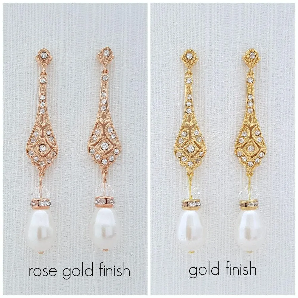 Vintage Style Rose Gold Bridal Earrings-List