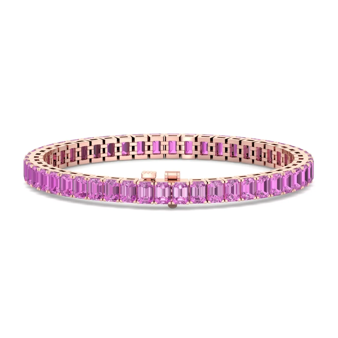 Viola - 15CT Emerald Cut Natural Pink Sapphire Tennis Bracelet