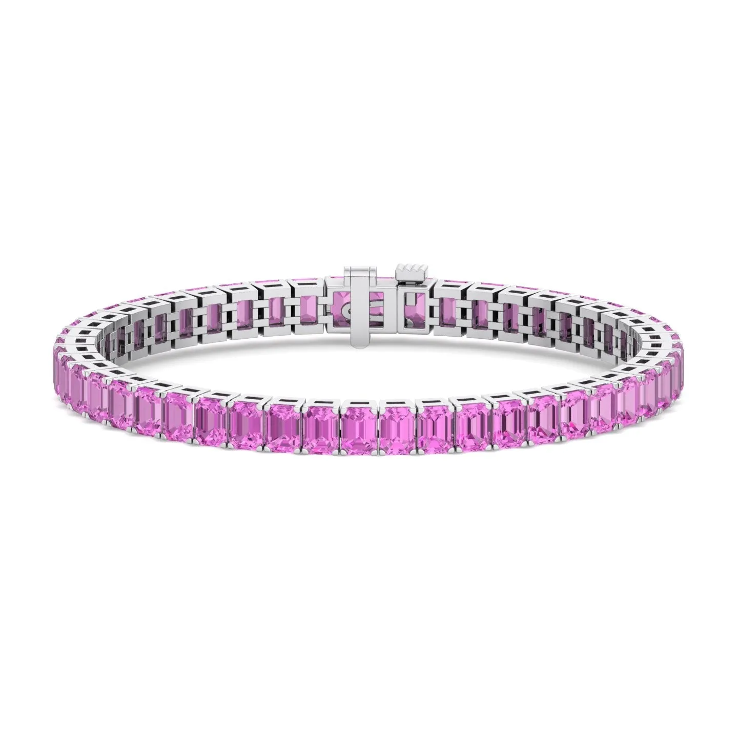 Viola - 15CT Emerald Cut Natural Pink Sapphire Tennis Bracelet