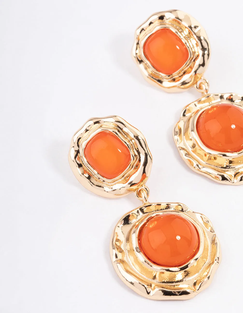 Worn Gold Vintage Molten Round Drop Earrings