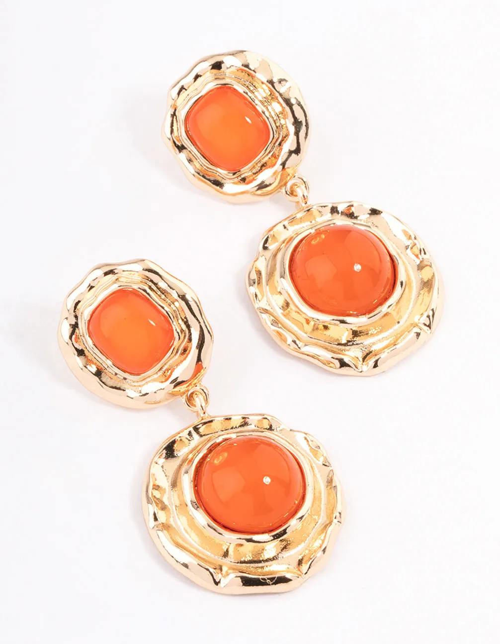 Worn Gold Vintage Molten Round Drop Earrings